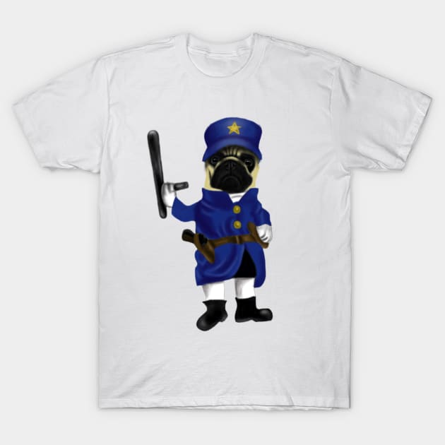 Funny Pug Officer Dog Lovers Gift T-Shirt by Merchweaver